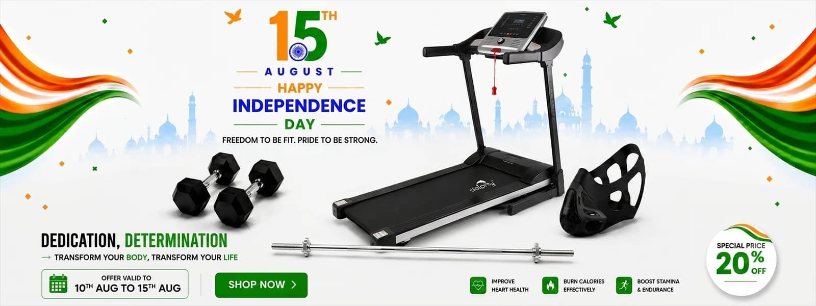 Independence Day Offer 20% on some Gym Products