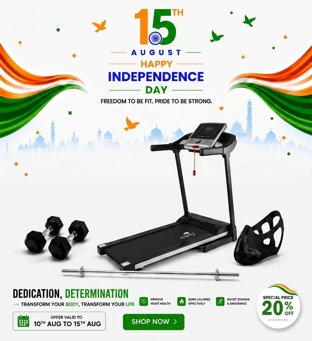 Independence Day Offer 20% on some Gym Products